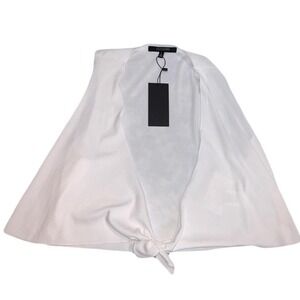 19‎ COOPER Tie Front Shrug Ribbed Open Cardigan Top White Size L